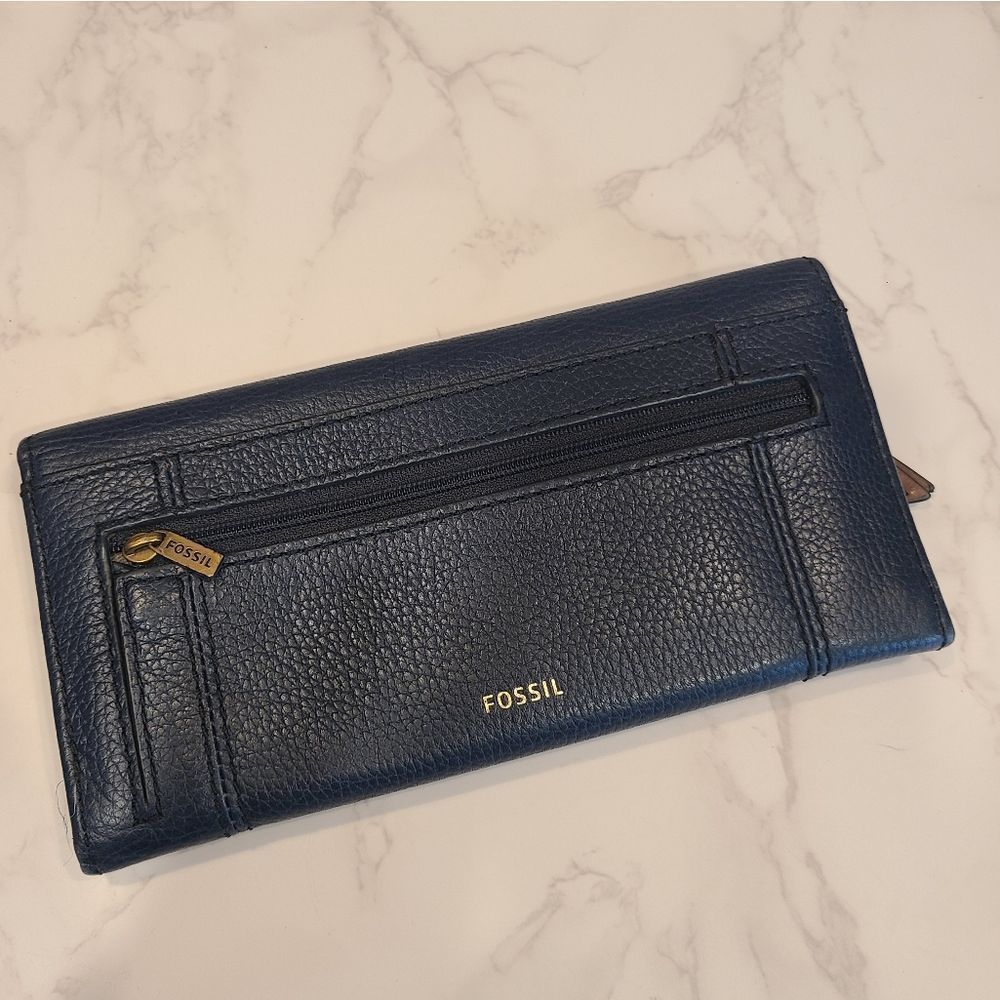 Fossil Cowhide Navy Blue Wallet | OS